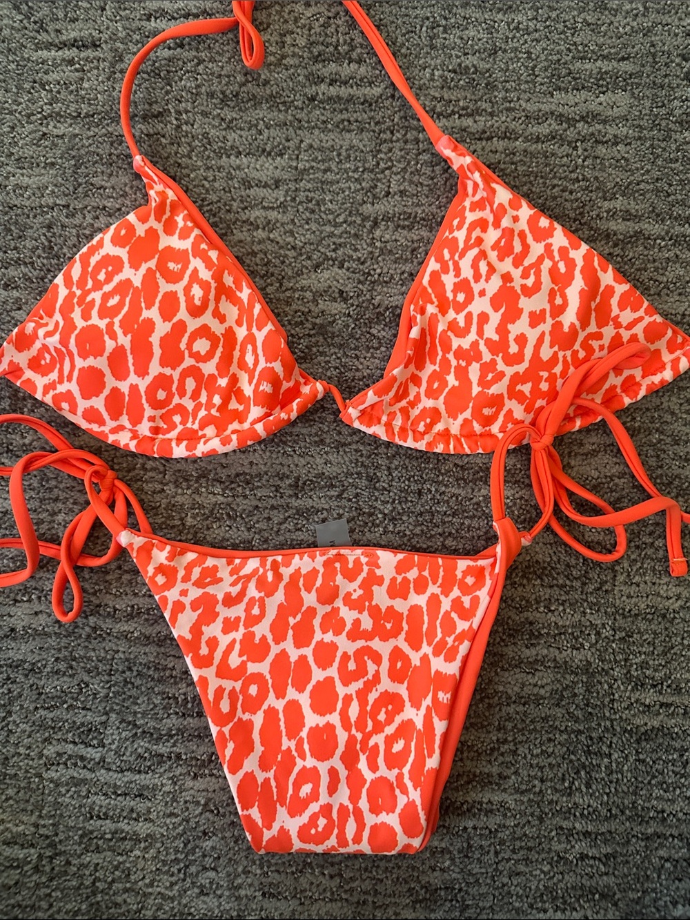 🍊🍦Dreamsicle Leopard Print String Bikini Set